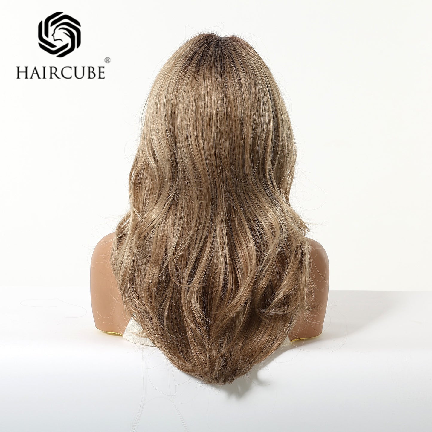 Women's Head Cover Bangs Light Brown Curly Hair Black Multicolor Mechanism Wig Long Curls