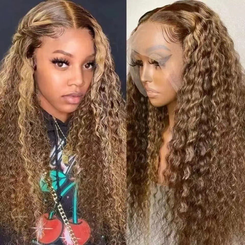 Color African Wigs With Small Curly Hair Chemical Wig Long Curls