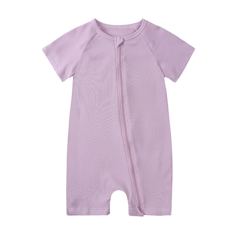 Women's & Men's Babies Summer Sunken Stripe Short Sleeved Kazakhstan Born Jumpsuits Bamboo Jumpsuit, Climbing Suit