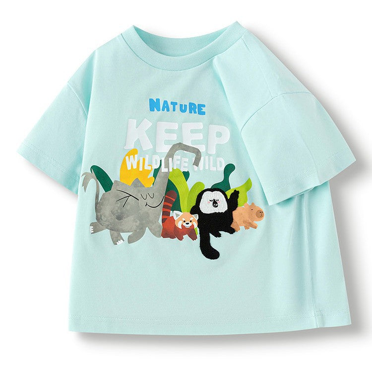 Children's Forest Zoo Boy's Short-sleeved Half Sleeve Children's T-shirt