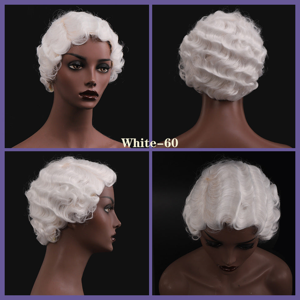 Women's Water Ripple Head Cover For Fiber Wig Short Curly Hair