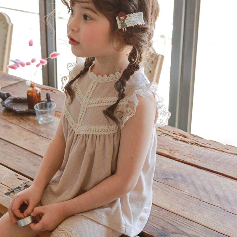 Children's Strawberry Shan Clothing Western Style Lace Edge Children's T-shirt