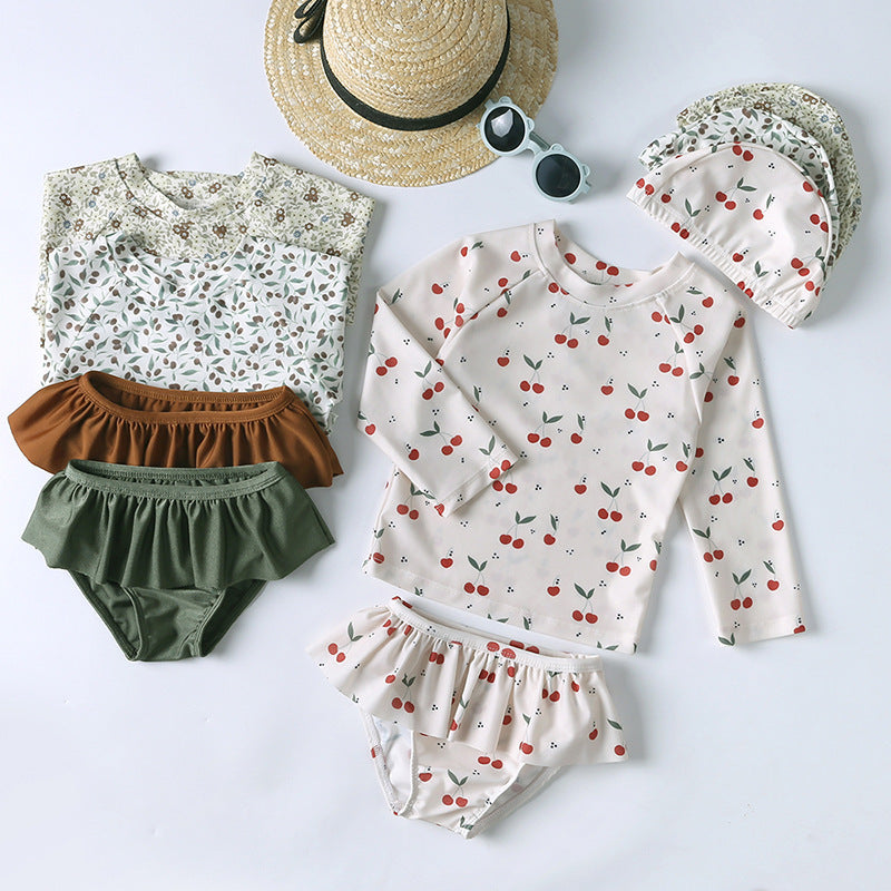Children's Long-sleeved Sunscreen Split Swimsuit Fashion Swimwear Children's Suit