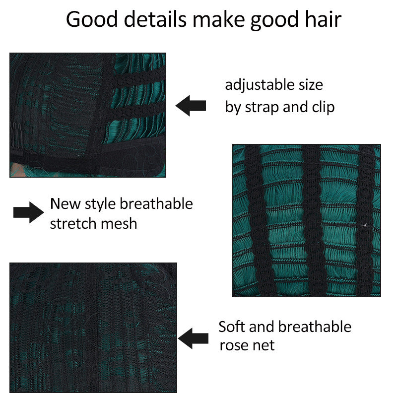 Women's Water Ripple Head Cover For Fiber Wig Short Curly Hair