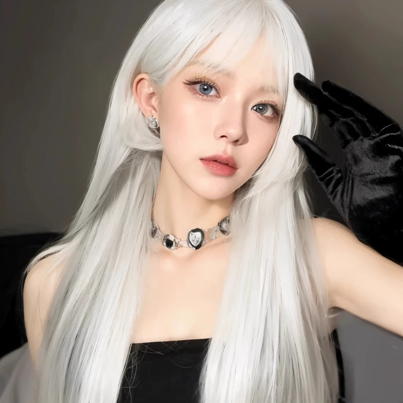 Female Hair Anime Universal Two-dimensional Pure White Natural Simulation Full Long Straight Wig