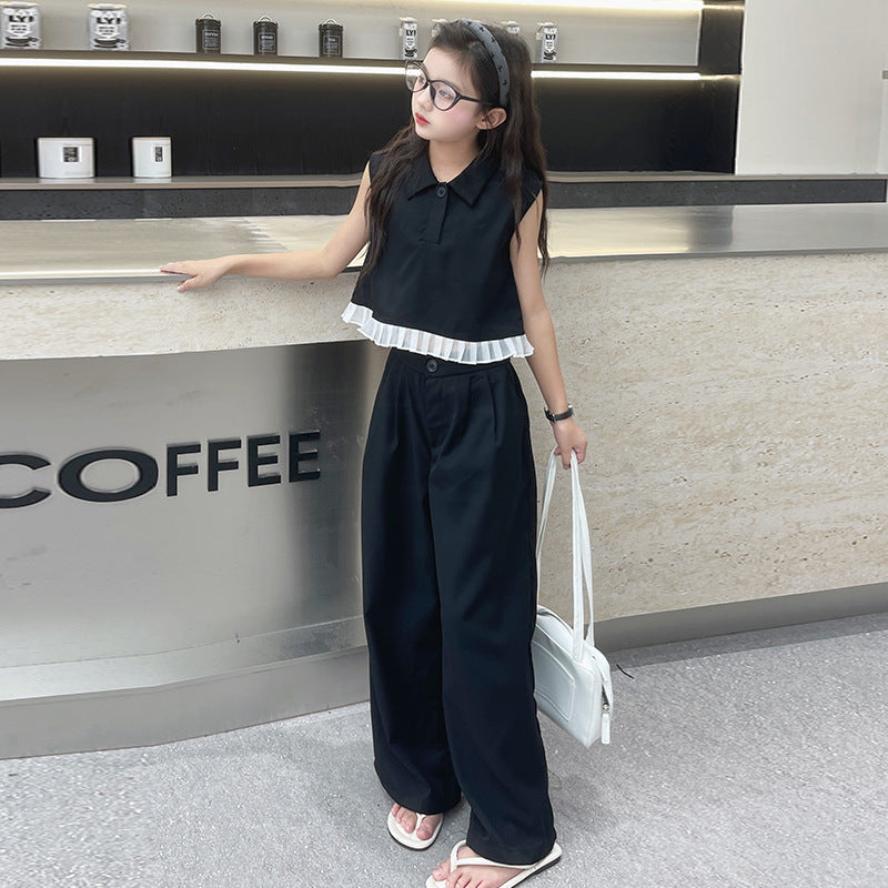 Children's Fried Street Vest Pants Big Wooden Ear Shirt Children's Suit
