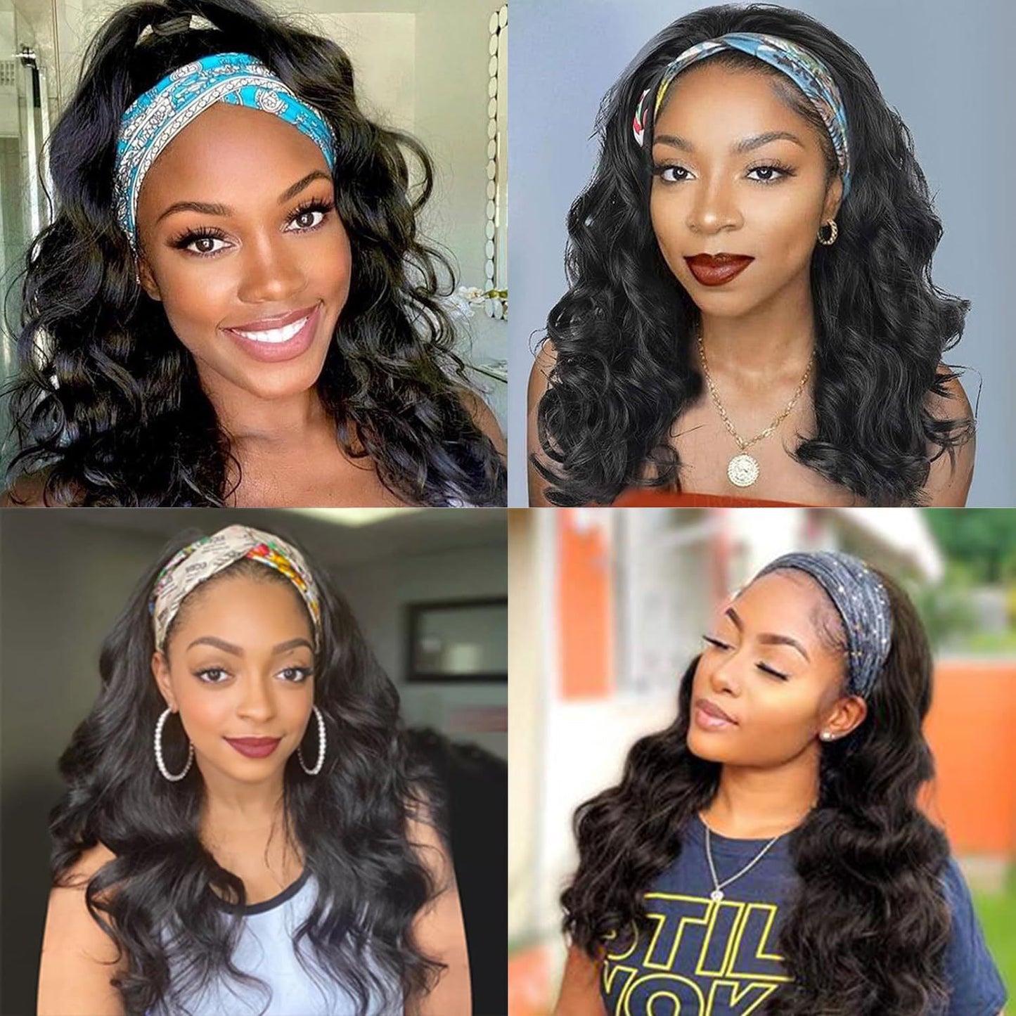 Women's Ice Ribbon Black Curly Hair Big Wave Head Wig Long Curls