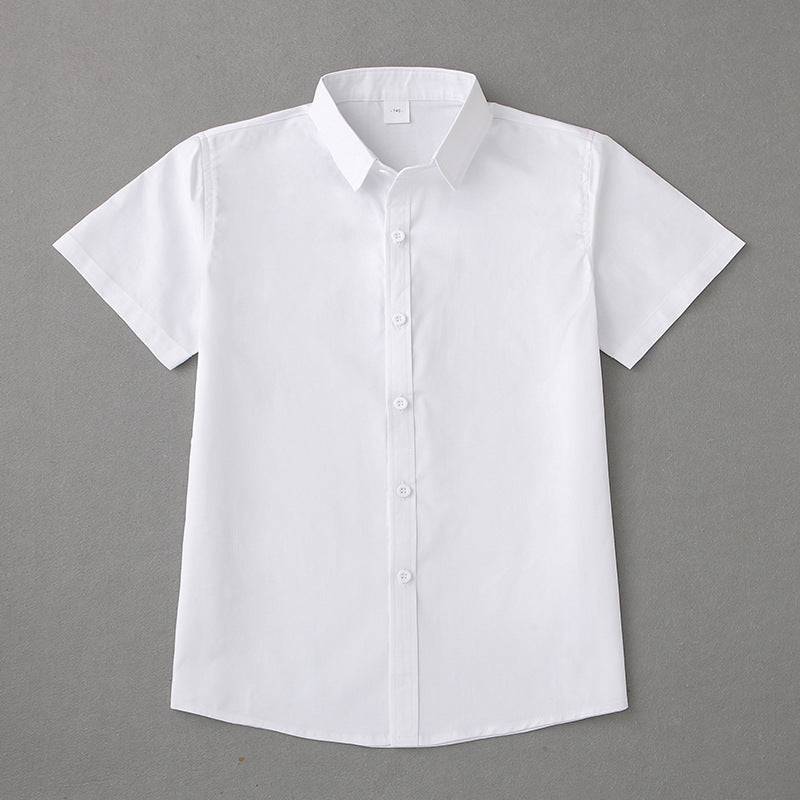 Polyester White Long-sleeved Middle School Primary Children's Shirt