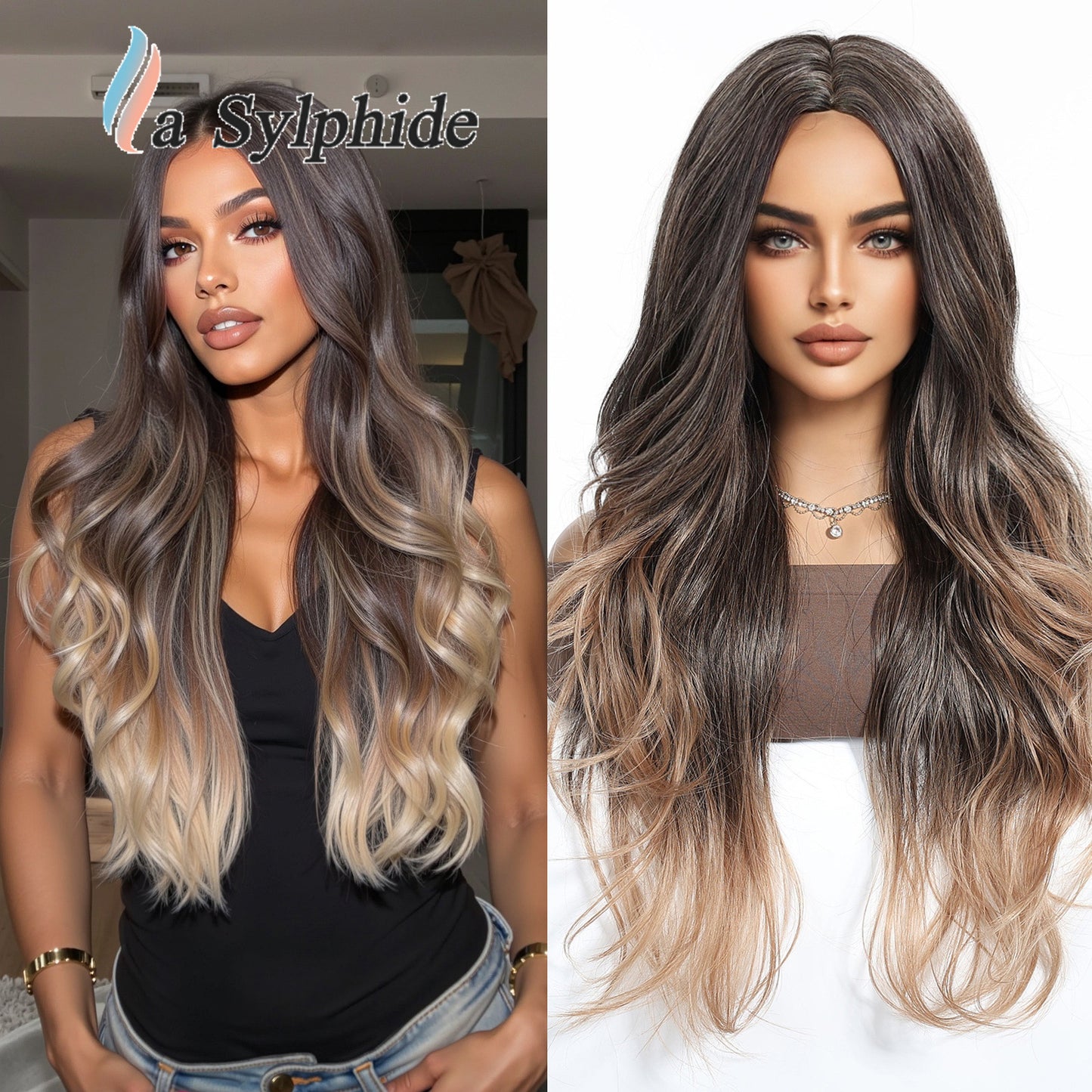 Women's Lace Natural Mid-length Hair Big Wave Wig Long Curls