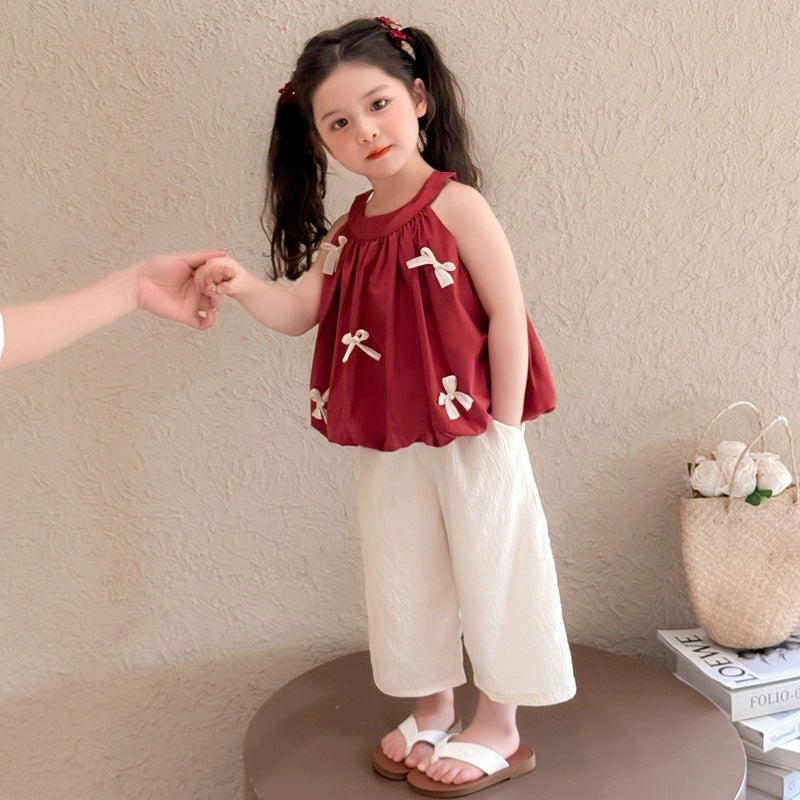 Summer Little Fashion Red Vest Korean Children's Suit