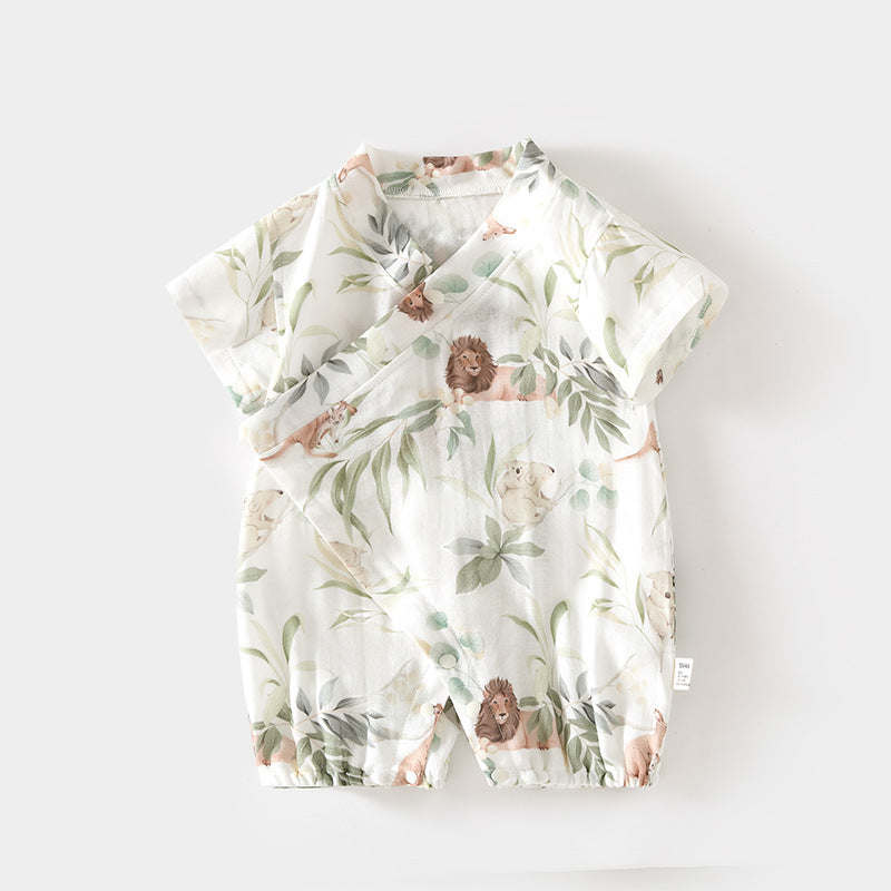 Jumpsuit Summer Romper Short Sleeve Bamboo Fiber Air Conditioning Jumpsuit, Climbing Suit