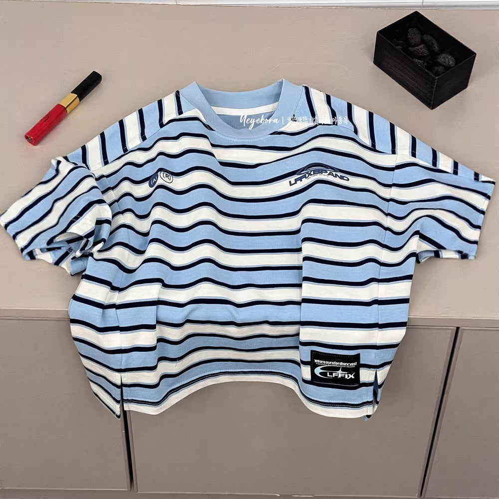 Children's Short Sleeve Summer Round Neck In Contrast Color Baggy Children's T-shirt