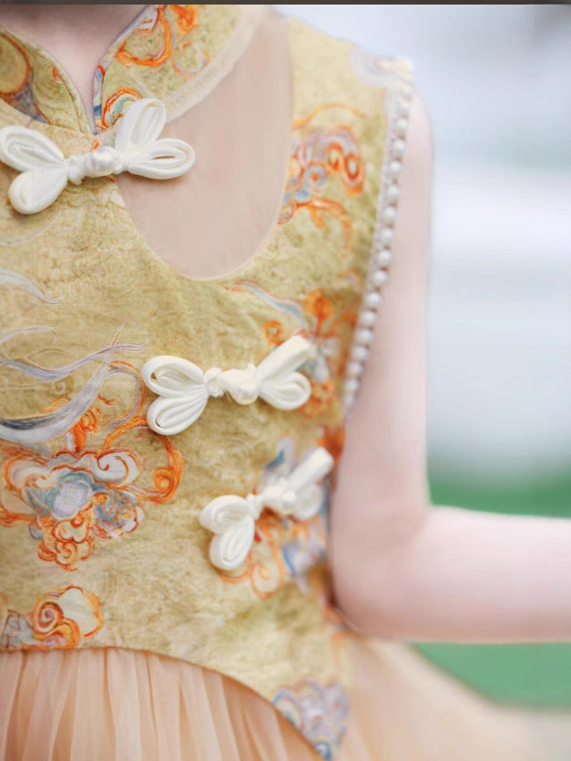 Children's National Style Skirt One-piece Pettiskirt Summer Cute Vest Children's Dress