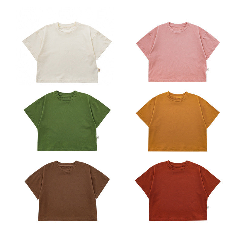 Children's Clothing Solid Color Simple Short-sleeved Leisure Children's T-shirt