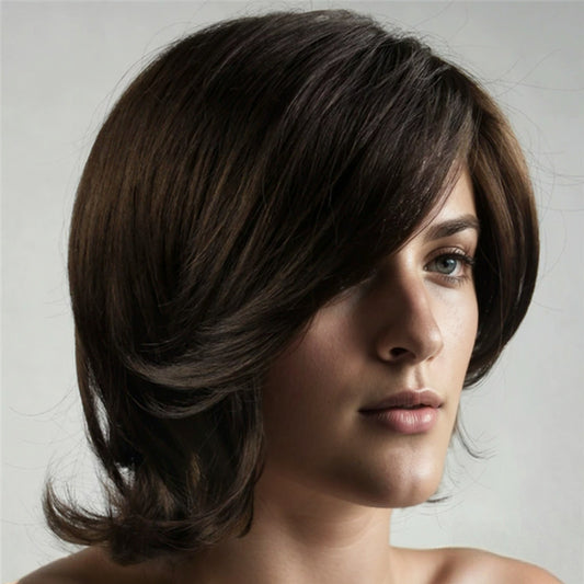 Men's Outer Warped Long Bangs Partial Short Men's Wig
