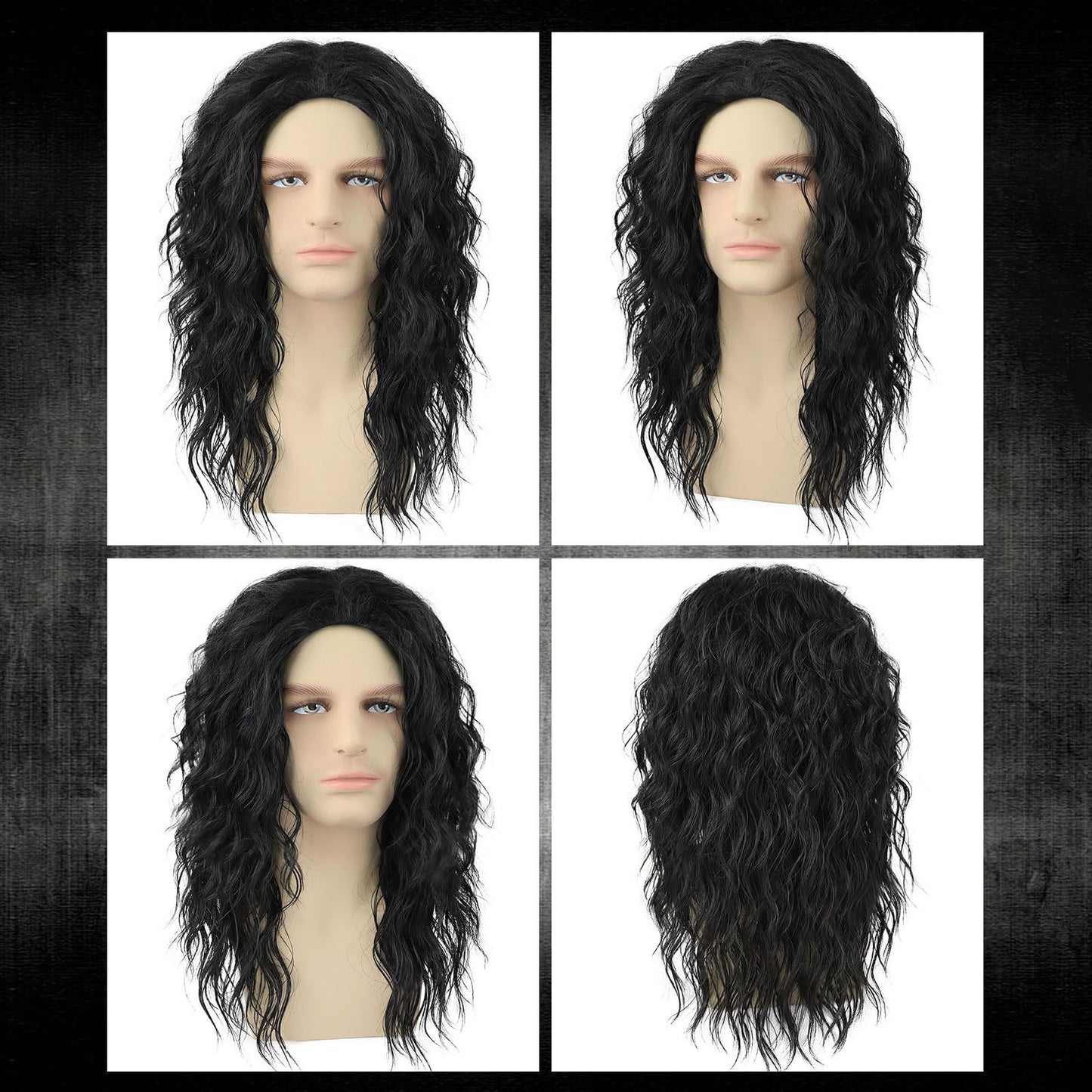 Jackson Rock Imitation Show Stage Performance Black Flip Rear Men's Wig