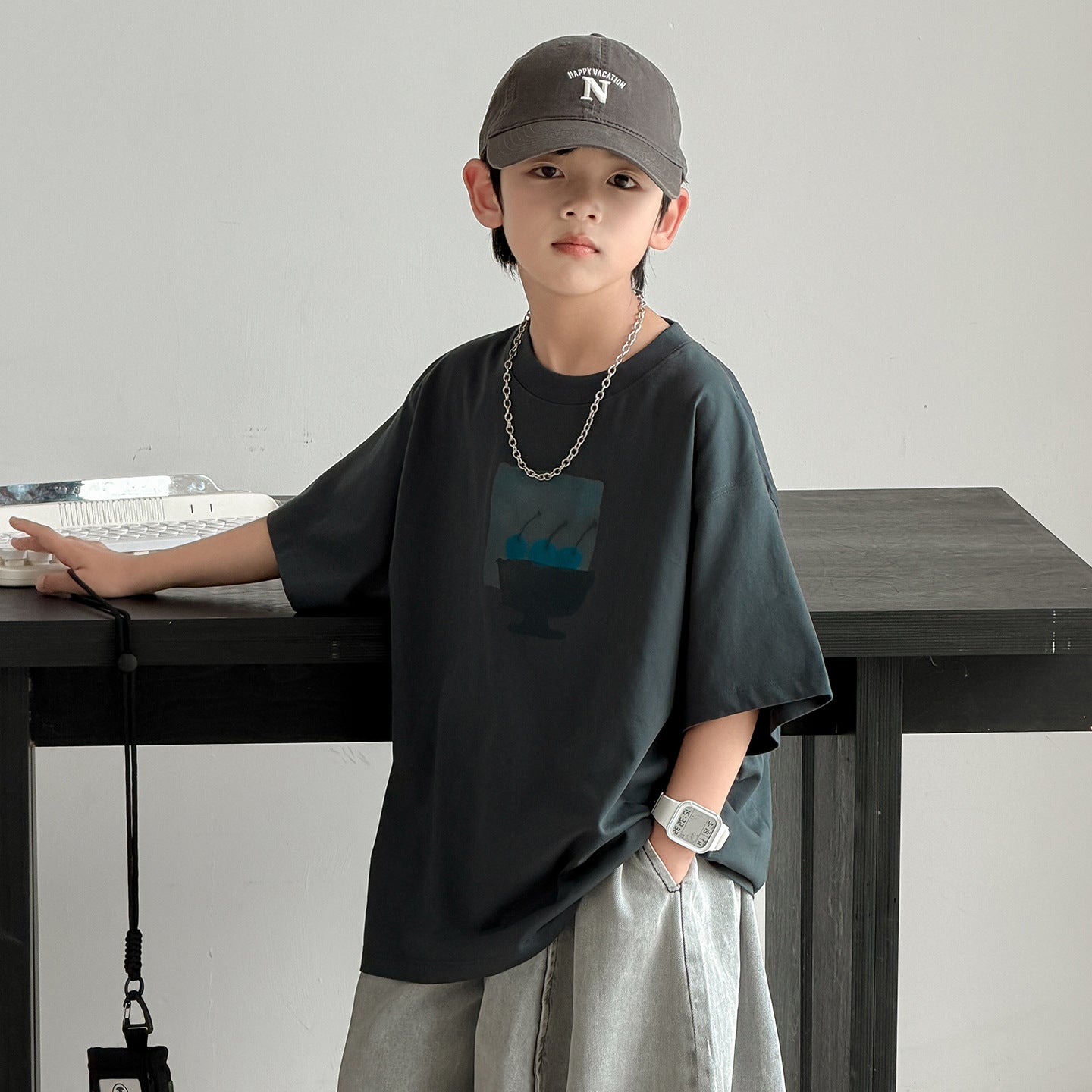 Summer Wear Loose Top Boy Half Sleeve Children's T-shirt