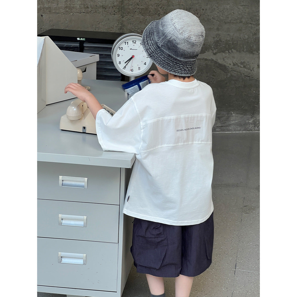 Children's Shirt Letter Print Round Neck Pullover Simple Versatile Casual Loose Children's T-shirt