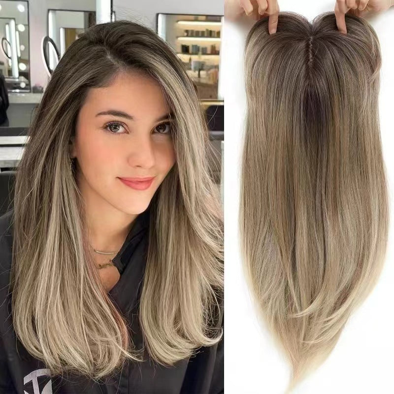 Women's Hairpiece Gradient Color Bangs Chemical Fiber Long Curly Hair Natural Wig