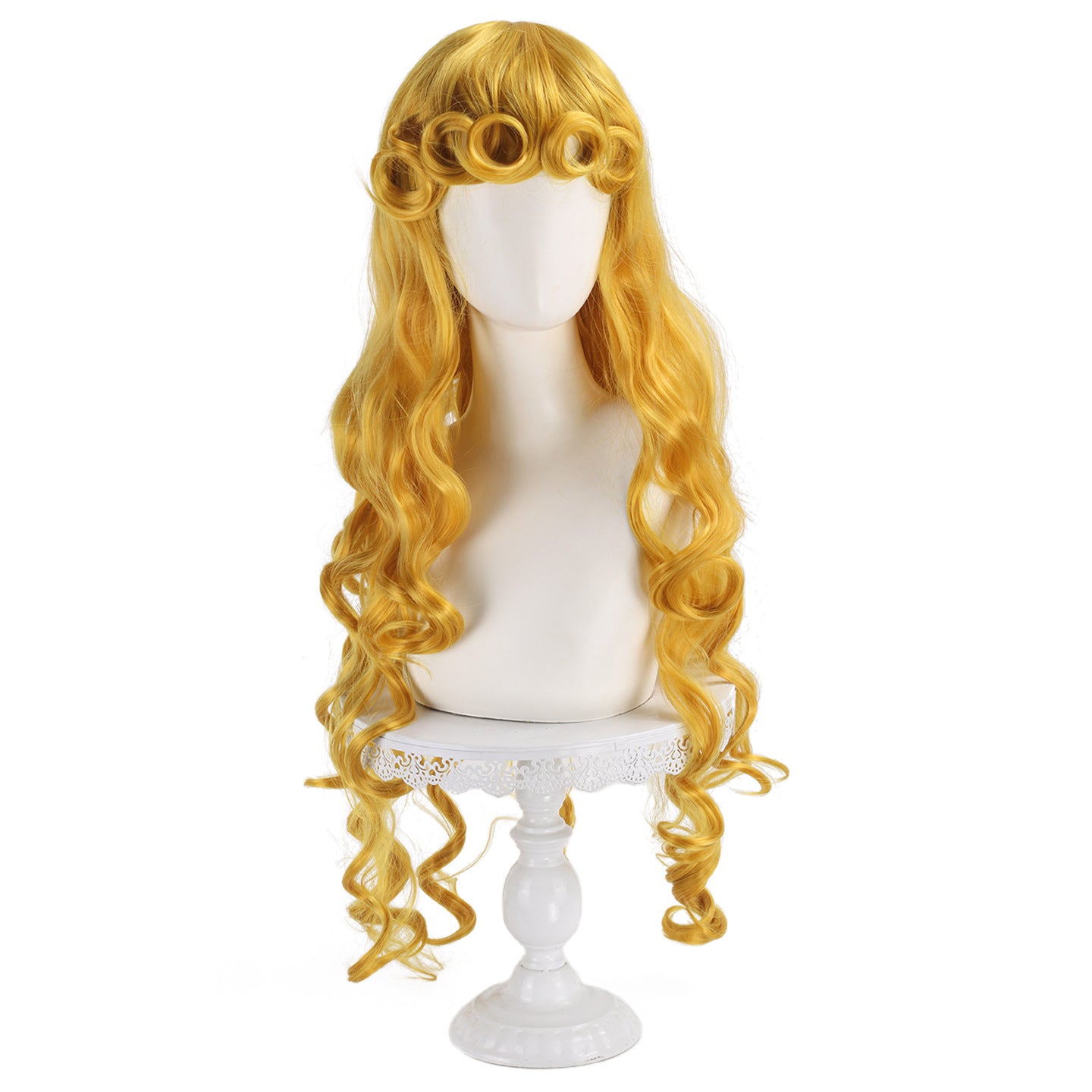 Sleeping Beauty Princess Aurora Long Golden Yellow Blonde Cos Wig