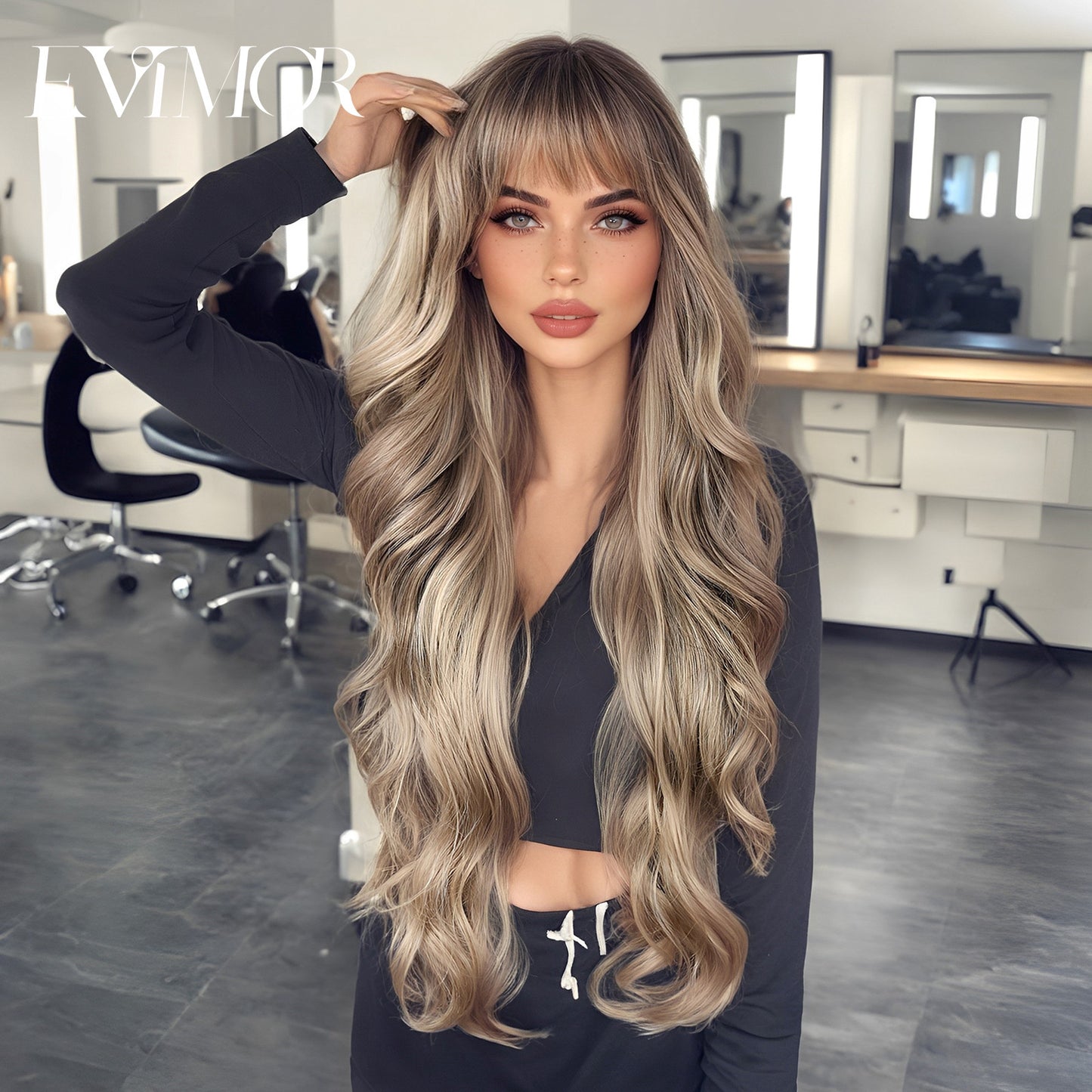 Big Wave Curly Hair Gradient Brown Wig Long Curls