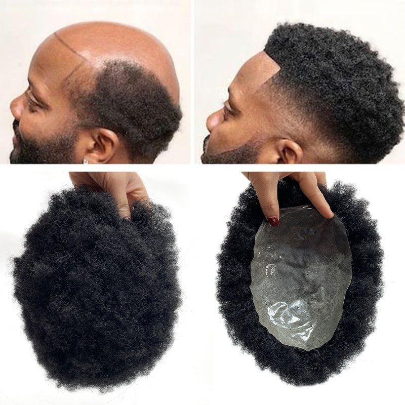 Men's Qu Hairpiece Full Human Hair V Men's Wig