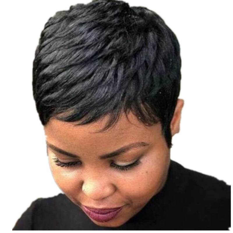 Creative Ultra African Mechanism Chemical Fiber Wig Short Straight Hair