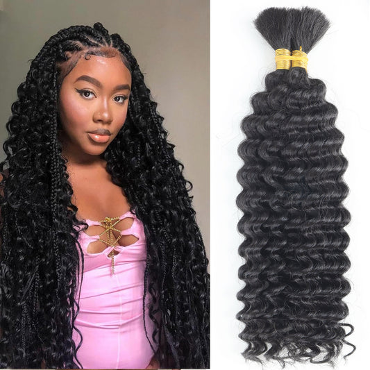 Mixed Human Boho Braids Deep Wave Real Hair Wig