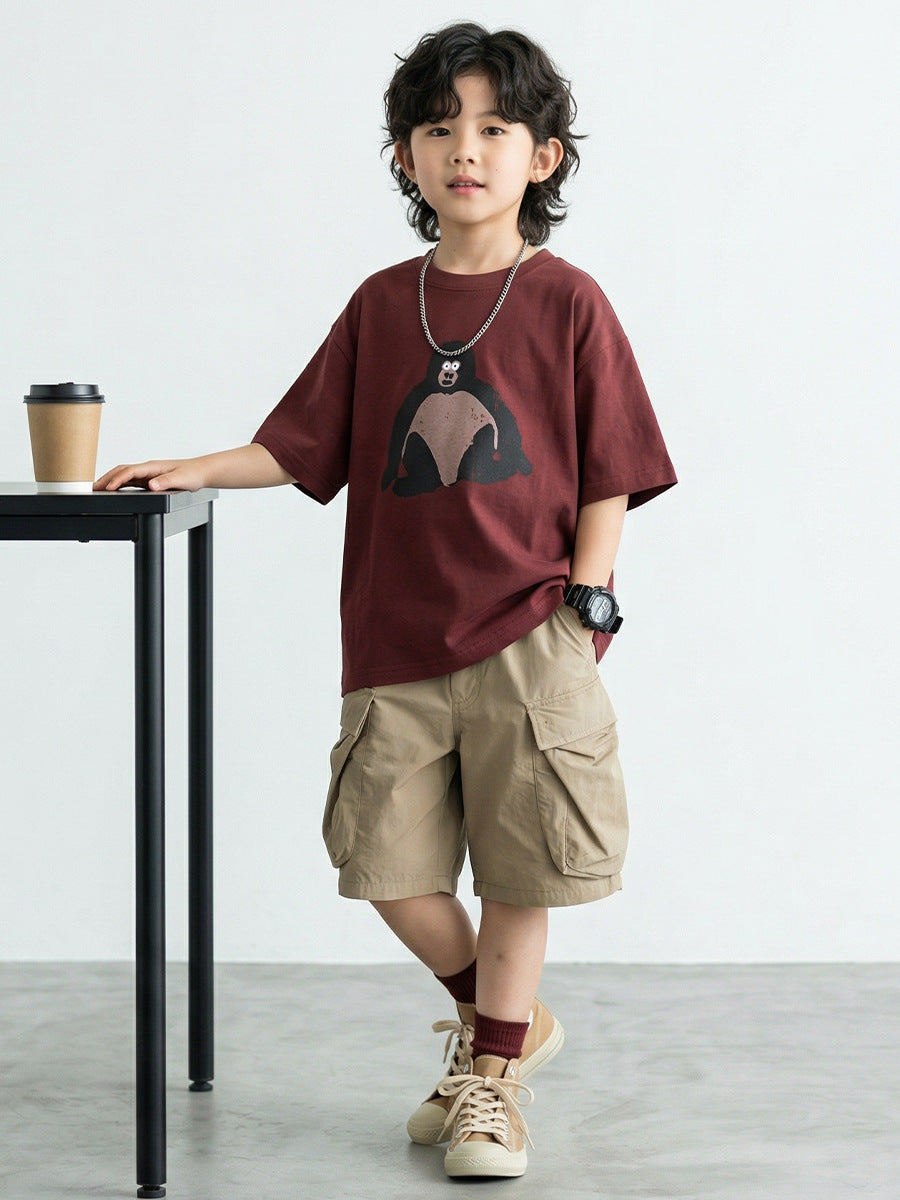Children's Cotton Summer Teen Boys Tide Clothing Children's T-shirt