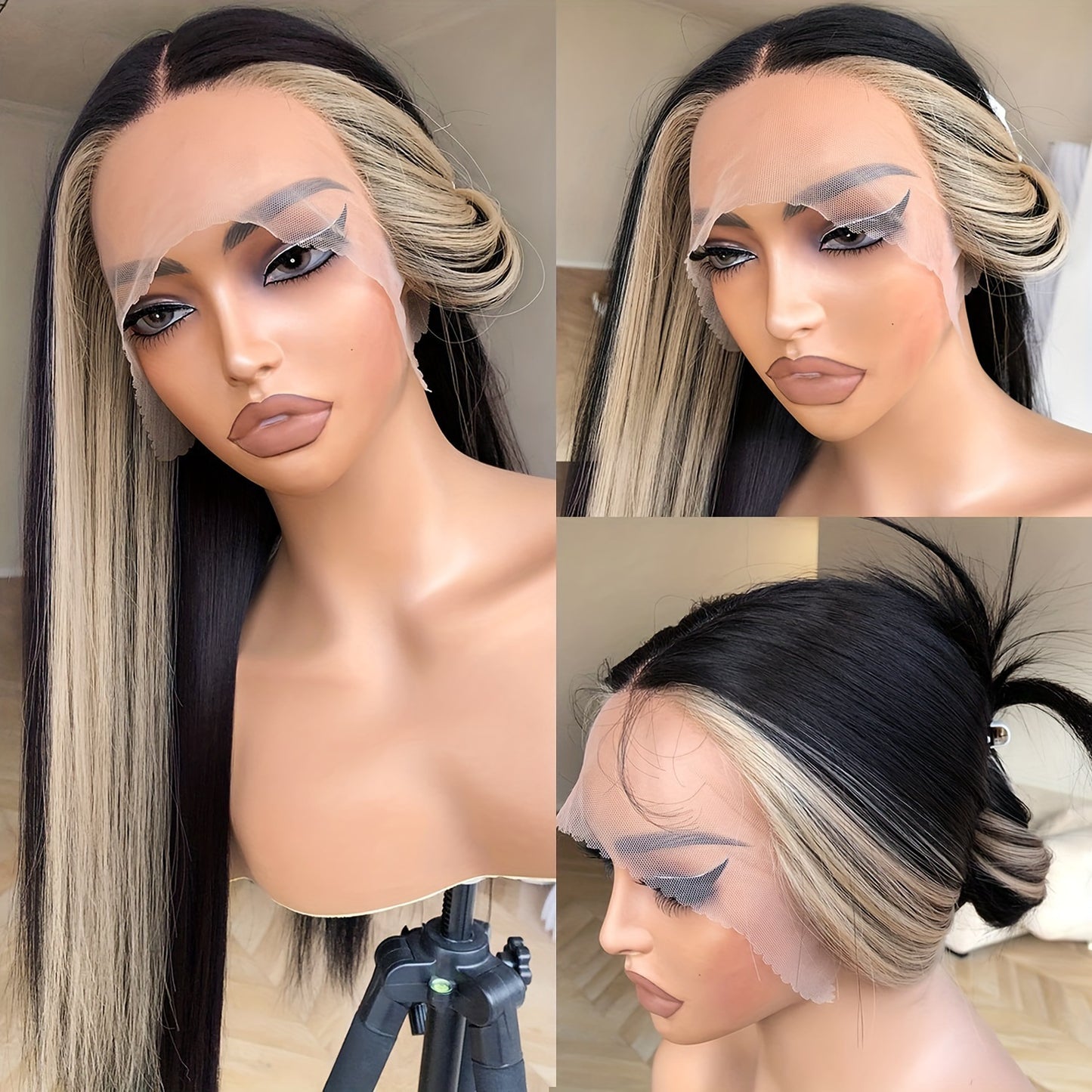 Women's Forehead Lace Hair Full Style Artificial Long Straight Wig