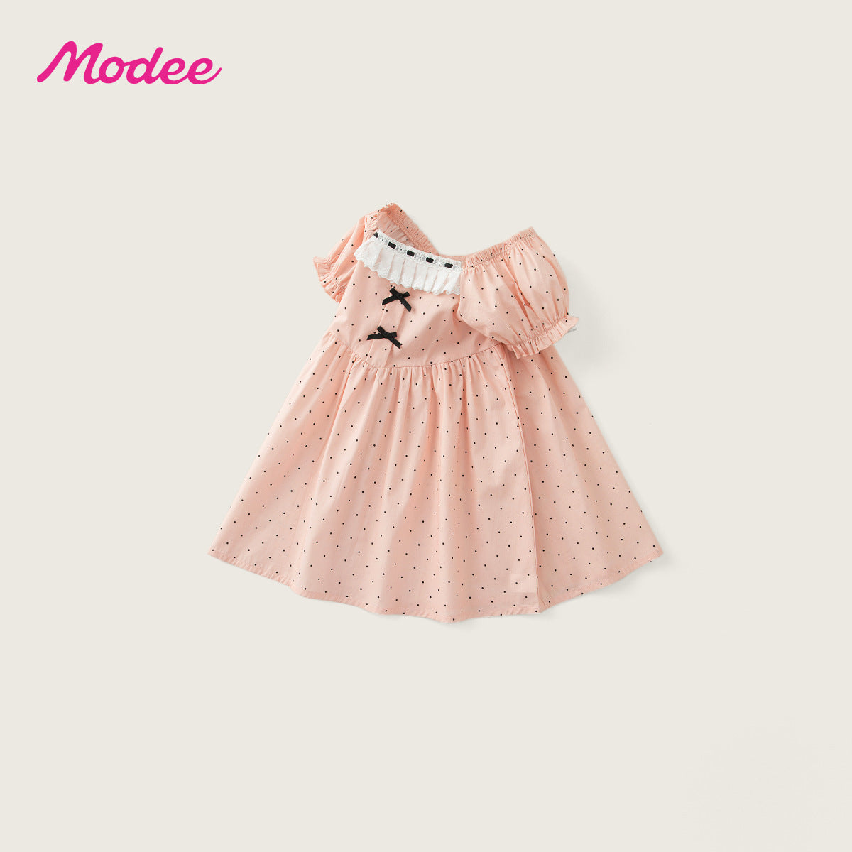Pink Polka Dot Summer Korean Style Puff Children's Dress