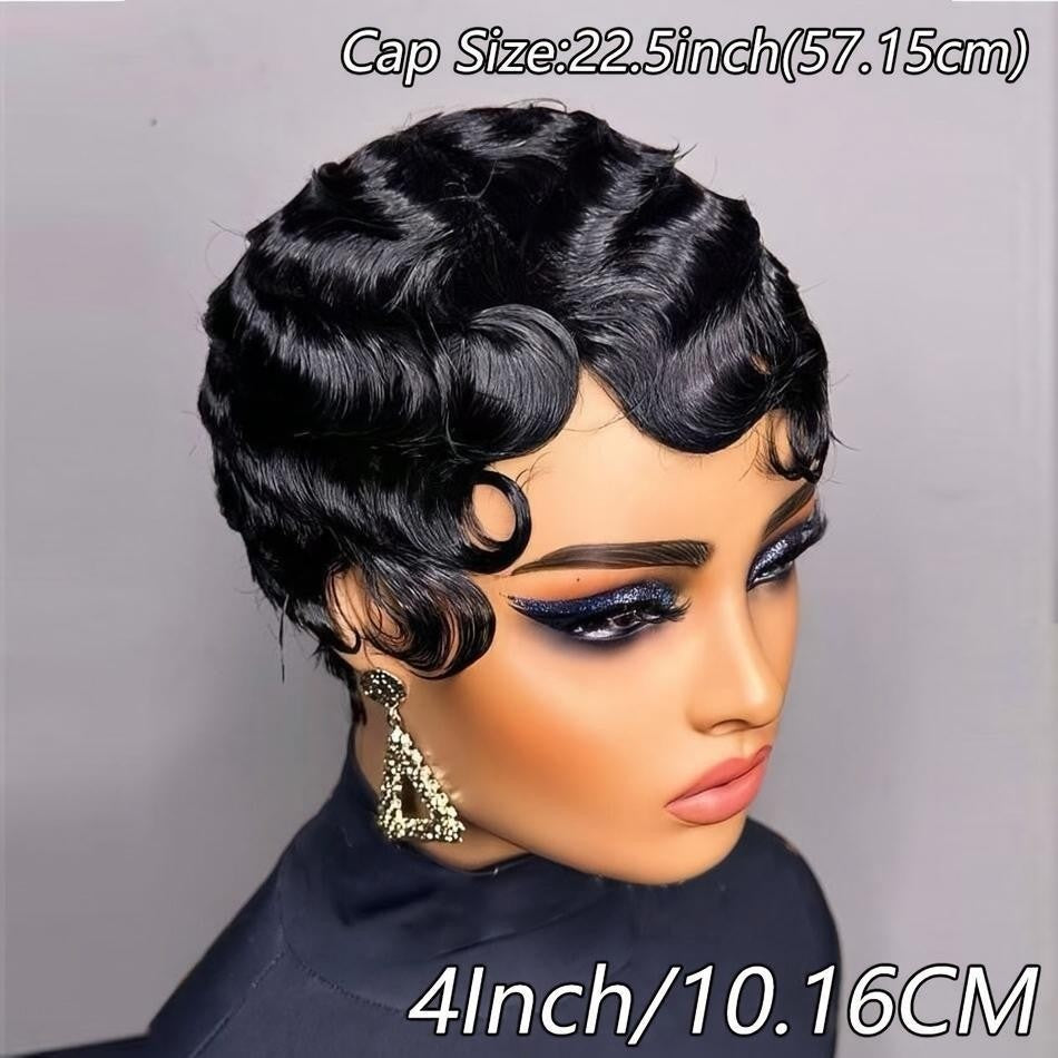 Classic Women's Retro Black Fiber Chemical Wig Short Curly Hair