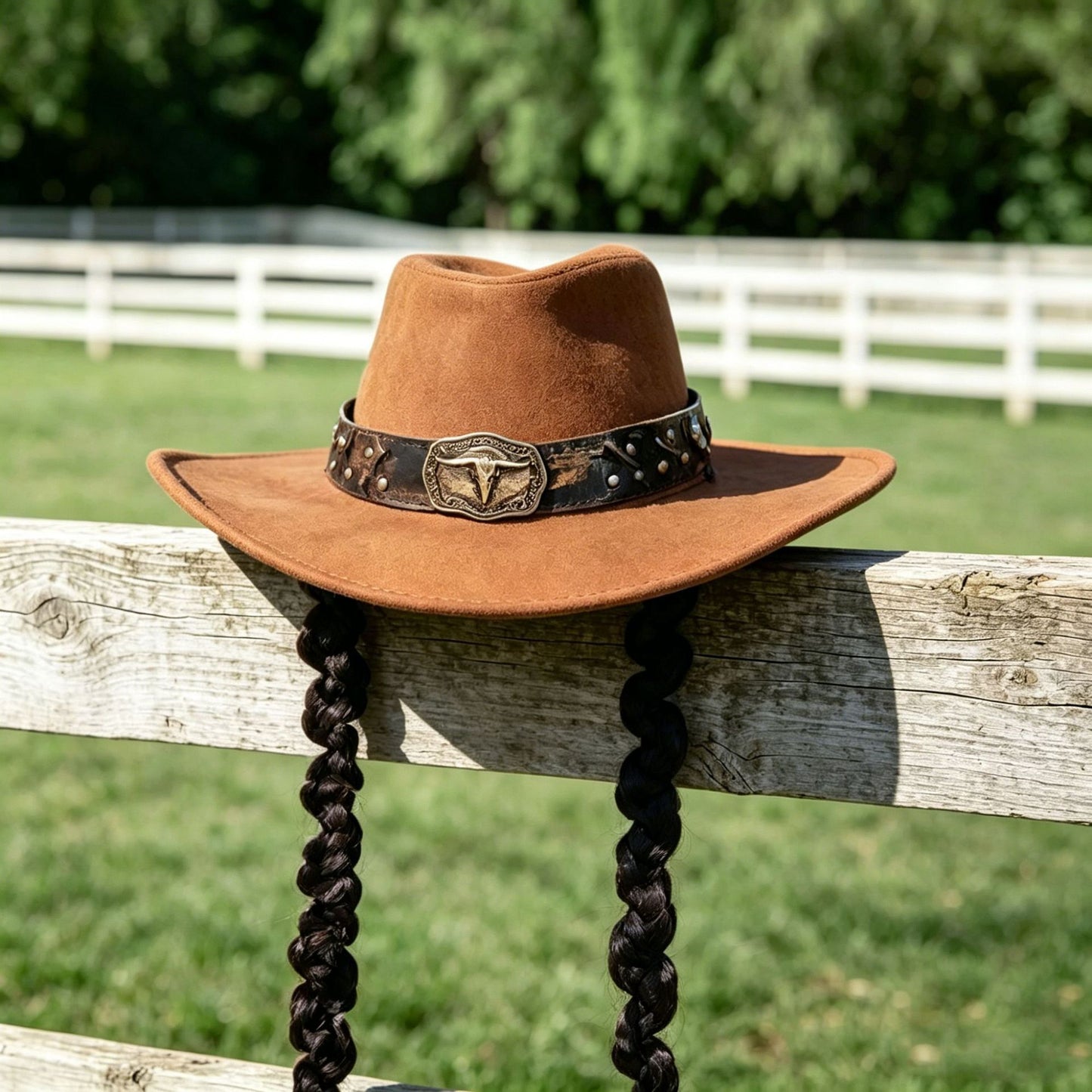 Hat Braid One-piece Ethnic Style Deerskin Suede Large Brim Floppy Other Wig