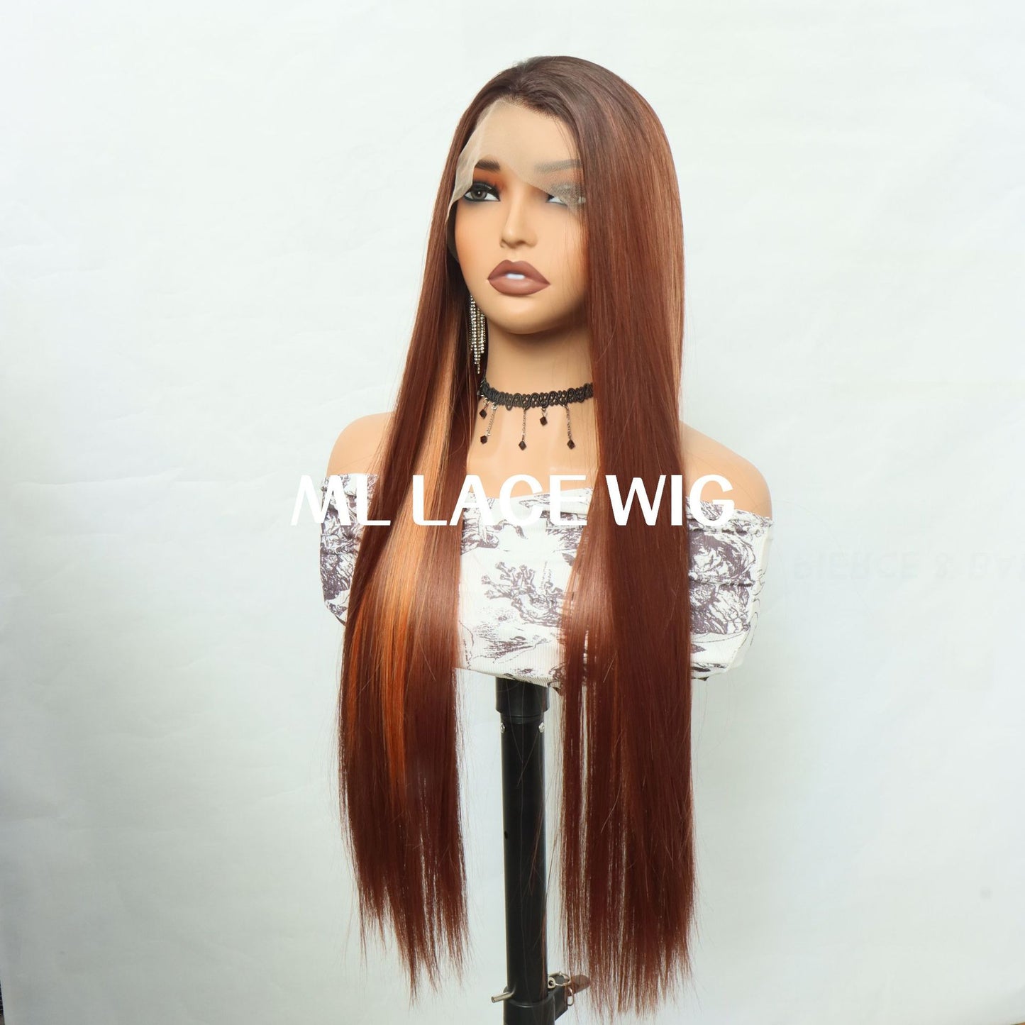 Gradient Forehead Lace Hand Crochet Che Universal Matte Fiber Hair Long Straight Wig