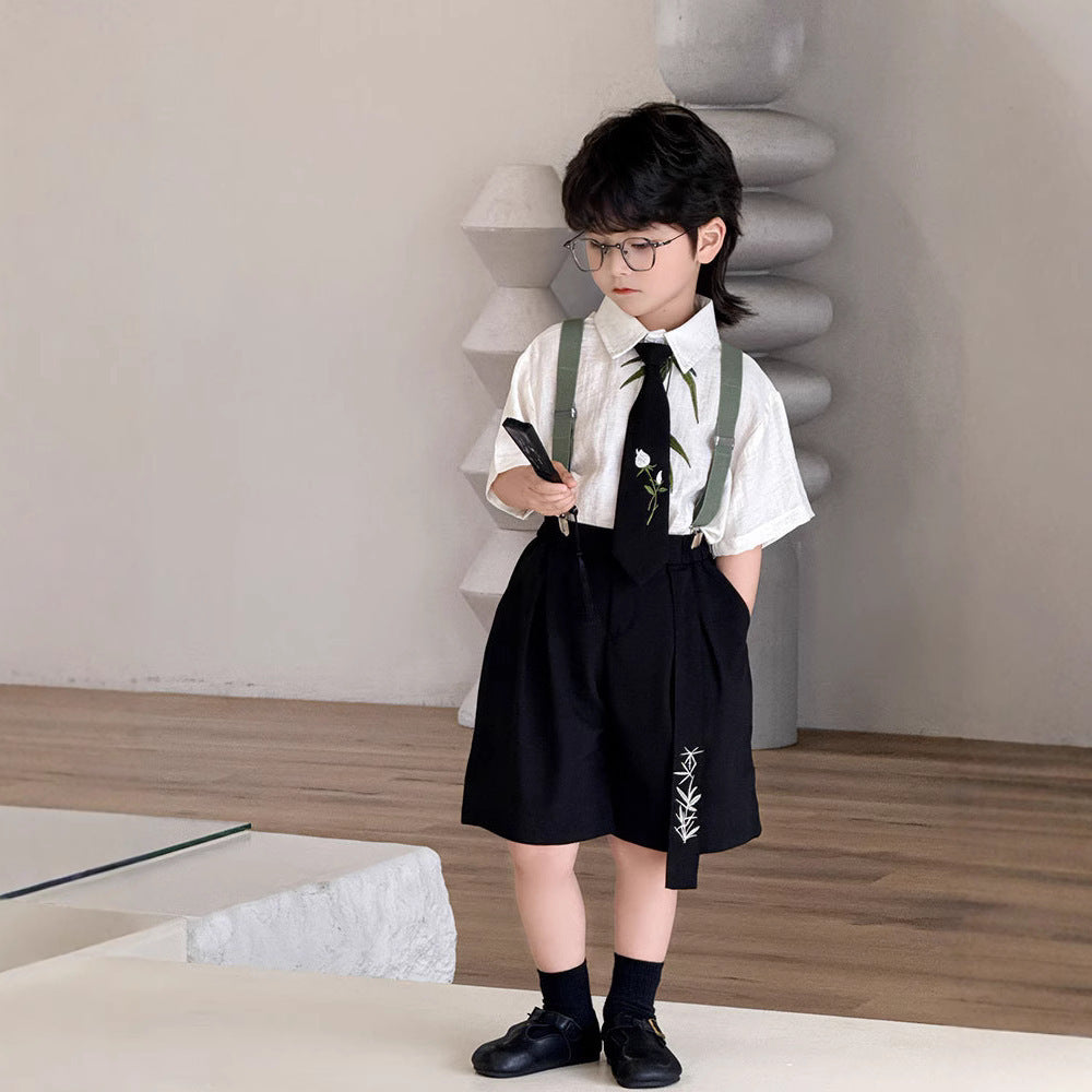 Children's Set Summer Fashion Preppy Style Suit Dress Children's Pants
