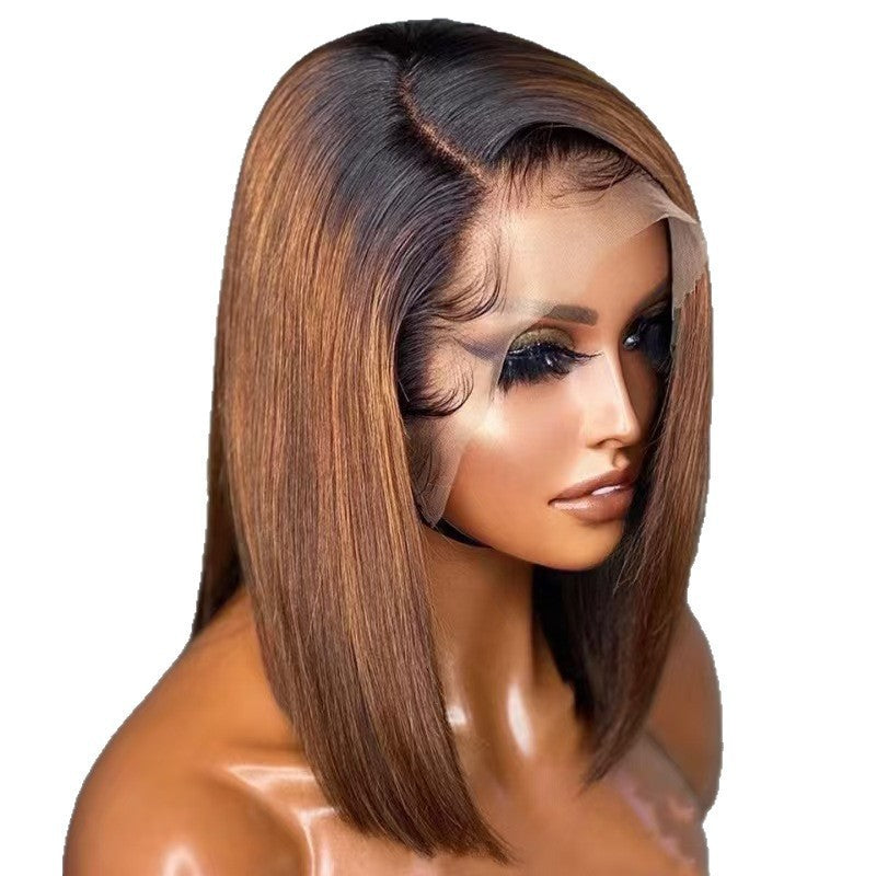 Cool Brazilian Bob With Frontal Human Wig Short Straight Hair