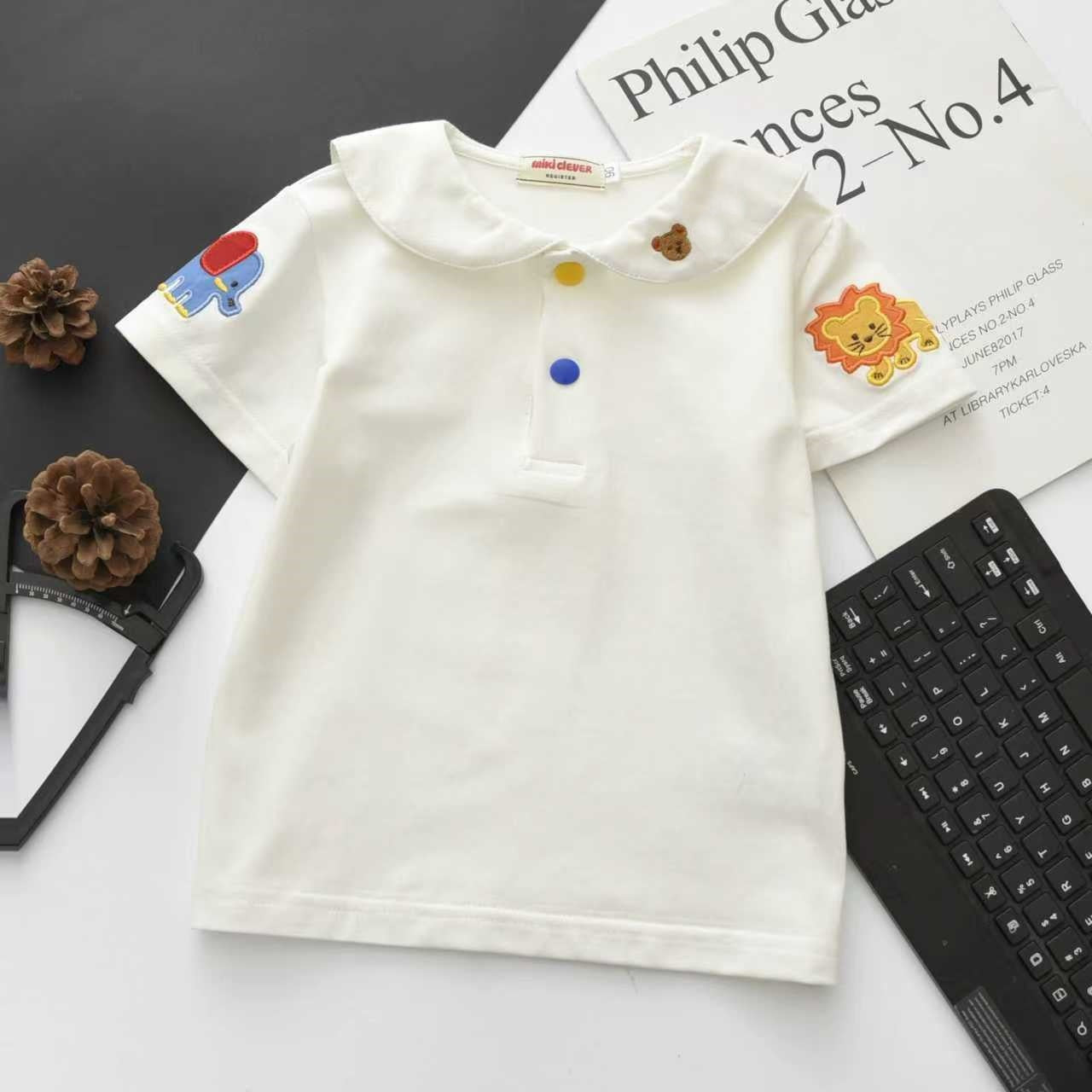 Children's Clothing Summer Bottoming Shirt Colorful Letters Navy Style Short-sleeved Children's T-shirt