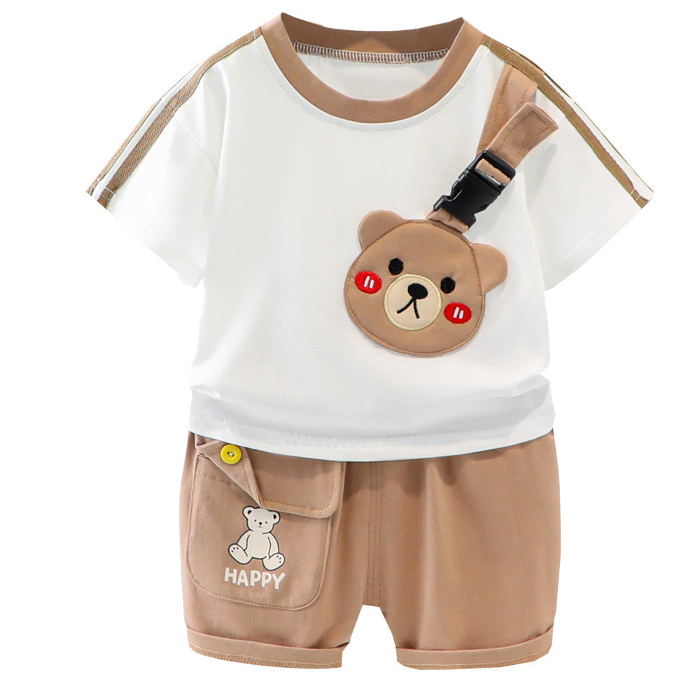 Children's Boys Summer Short-sleeved Cartoon Animal Two-piece Set Children's Suit