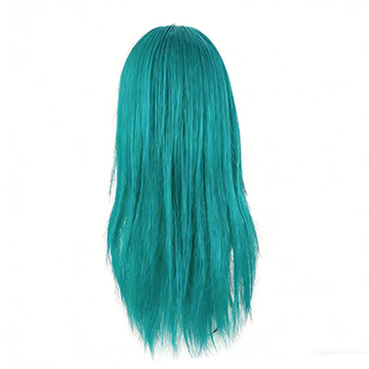 Women's Green Hair Full Top Simulation Invisible Long Straight Wig