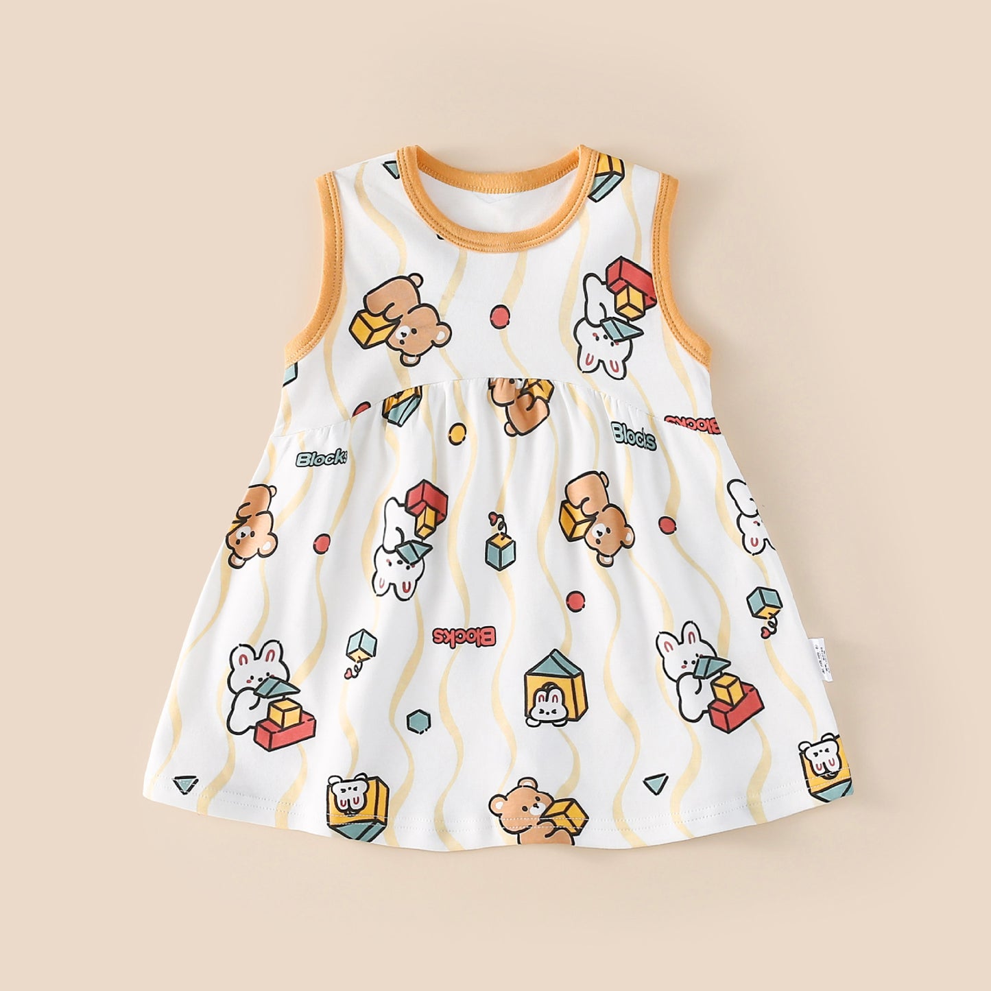 Women's & Children's Vest Skirt Lightweight Breathable Sleeveless Cotton Antibacterial Pleated Children's Dress