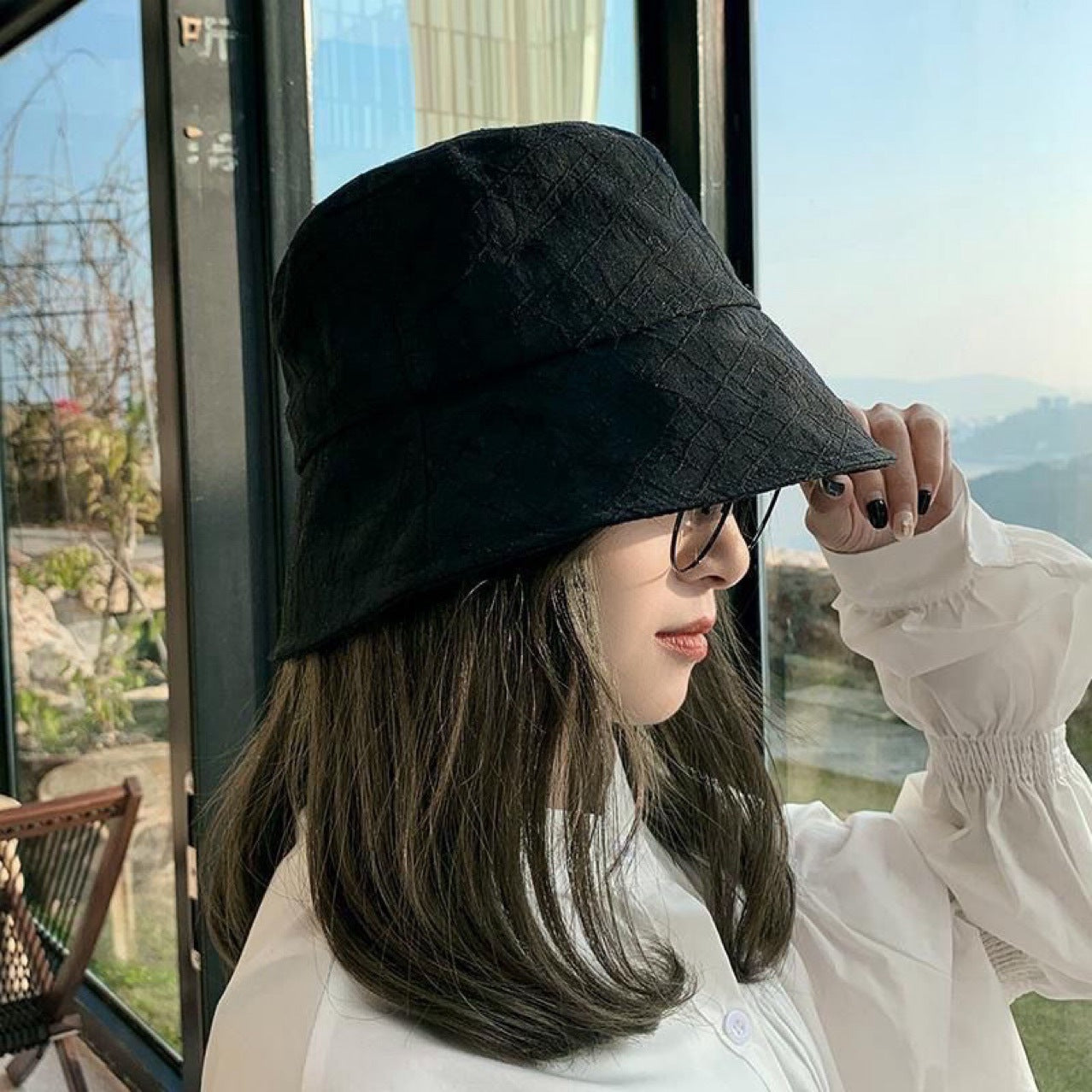 Women's All-in-one Fashionable Small Solid Color Narrow Brim Other Wig