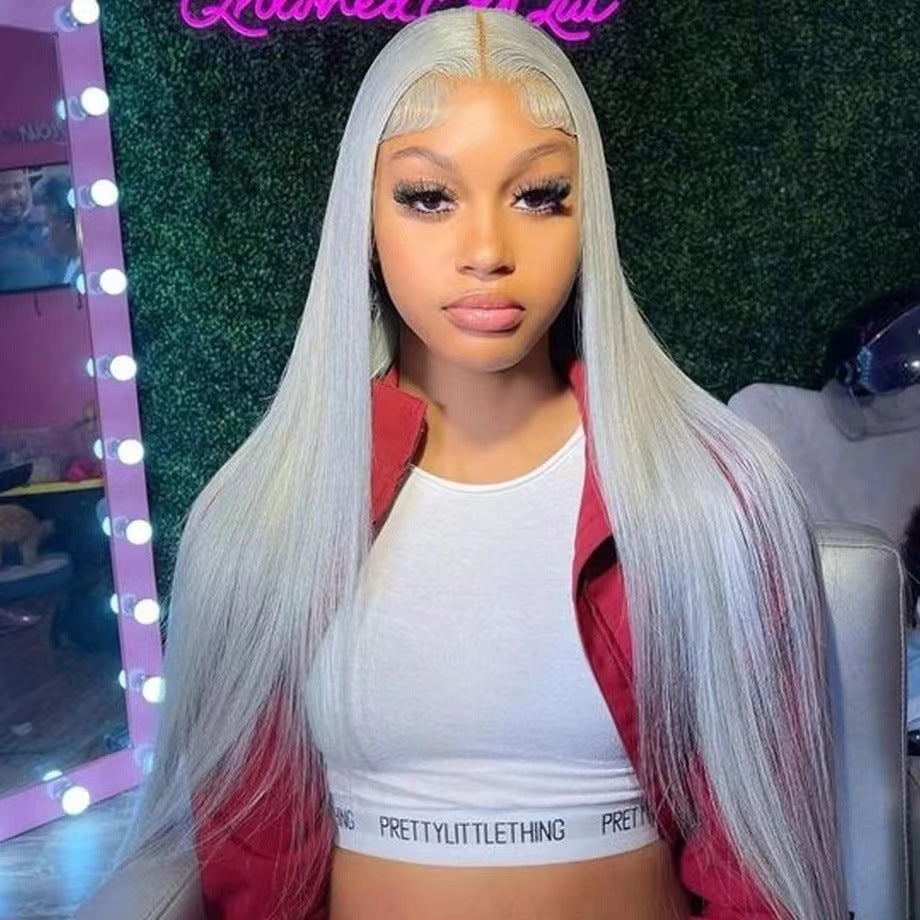 Slouchy Cool Wine Red Front Lace Long Straight Wig