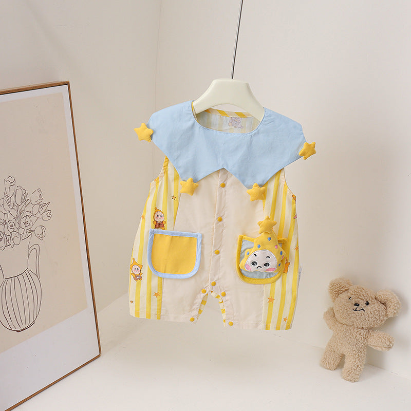Style Cartoon Short-sleeved Rompers Western Star Dream Pocket Jumpsuit, Climbing Suit