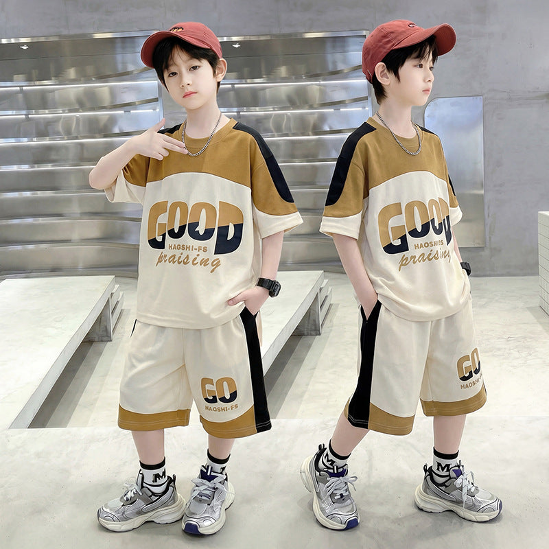 Summer Design Short-sleeved T-shirt Fashionable Printed Loose Sports Children's Suit