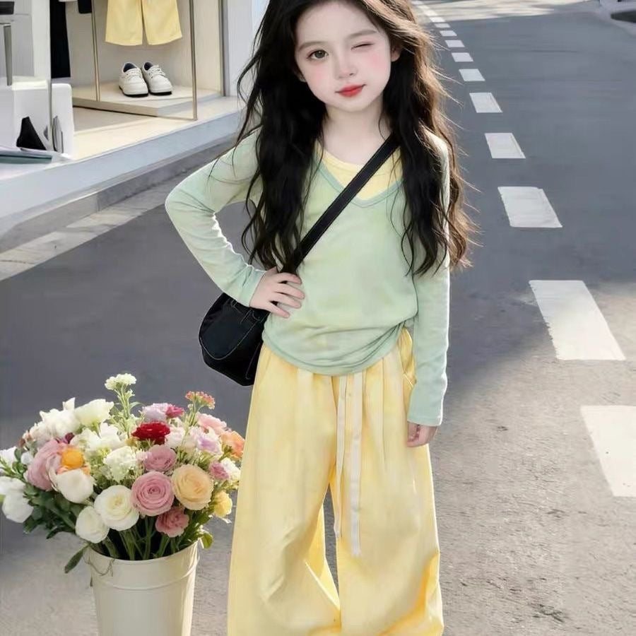 Children's Spring Clothes Western Style Thin Little Dopamine Long Children's Suit