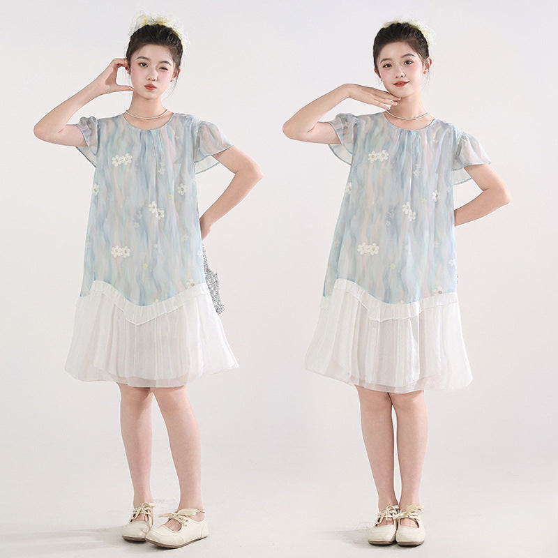 Children's Summer Thin Medium Big Large Size Loose Princess Children's Dress