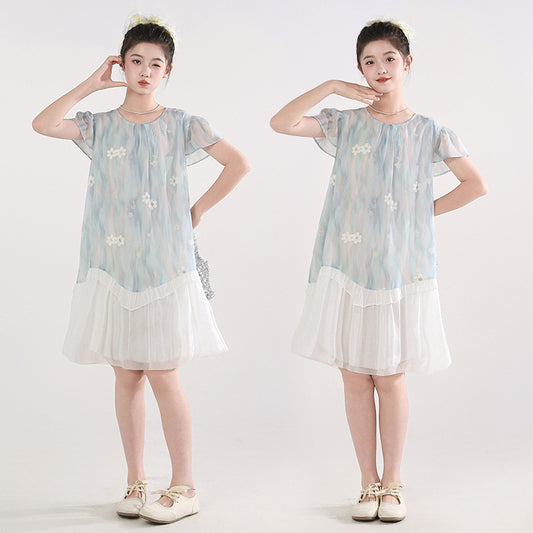 Children's Summer Thin Medium Big Large Size Loose Princess Children's Dress