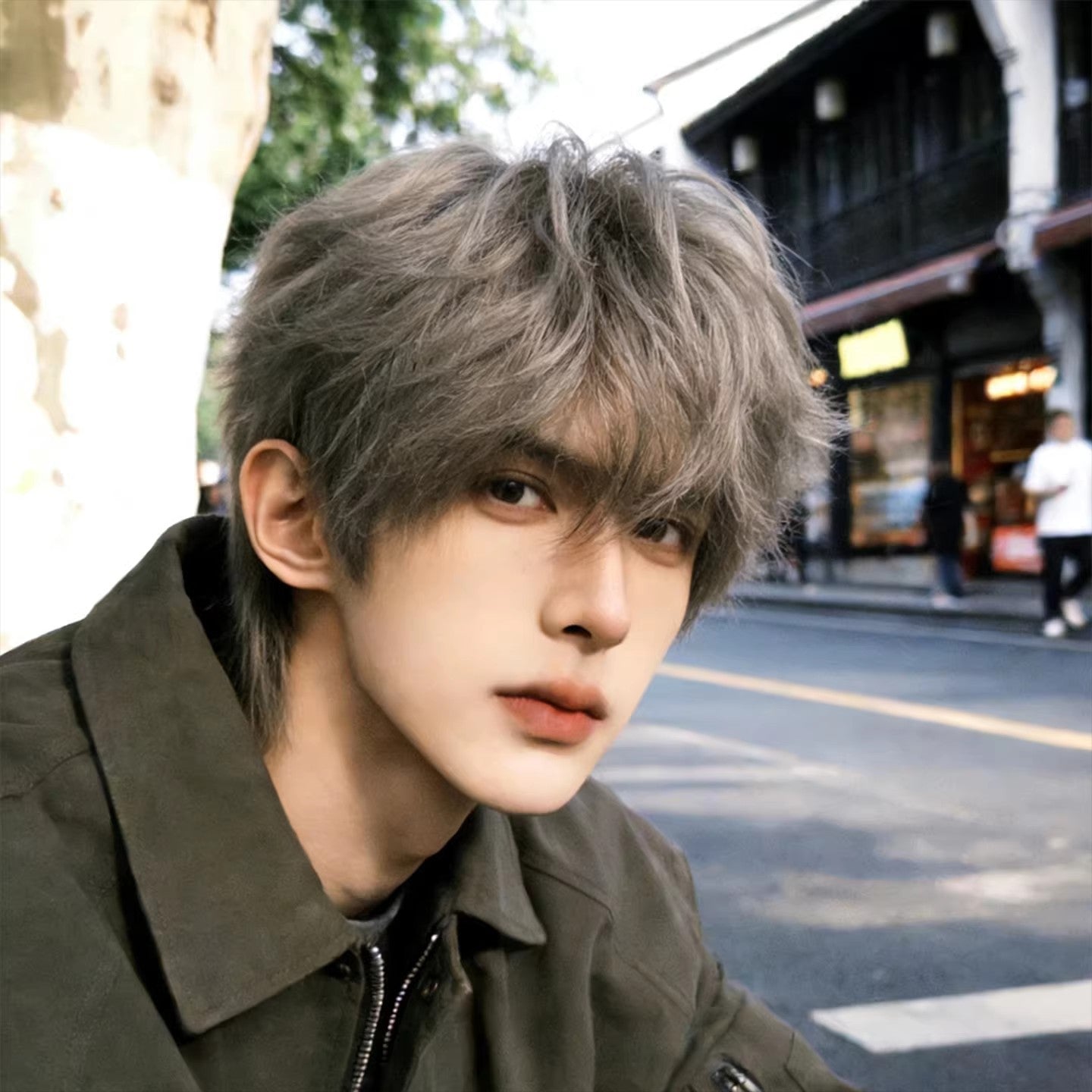 Men's Daily Short Straight Hair Less Fluffy Differential Broken Cover Comfortable Men's Wig