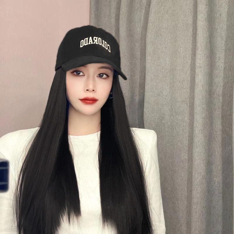Hat One Female Curly Hair Fashion Baseball Peaked Wig Long Curls
