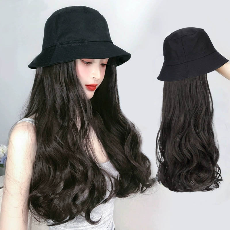 Women's Hair One-piece Bucket Curly Wavy Natural Wig Long Curls
